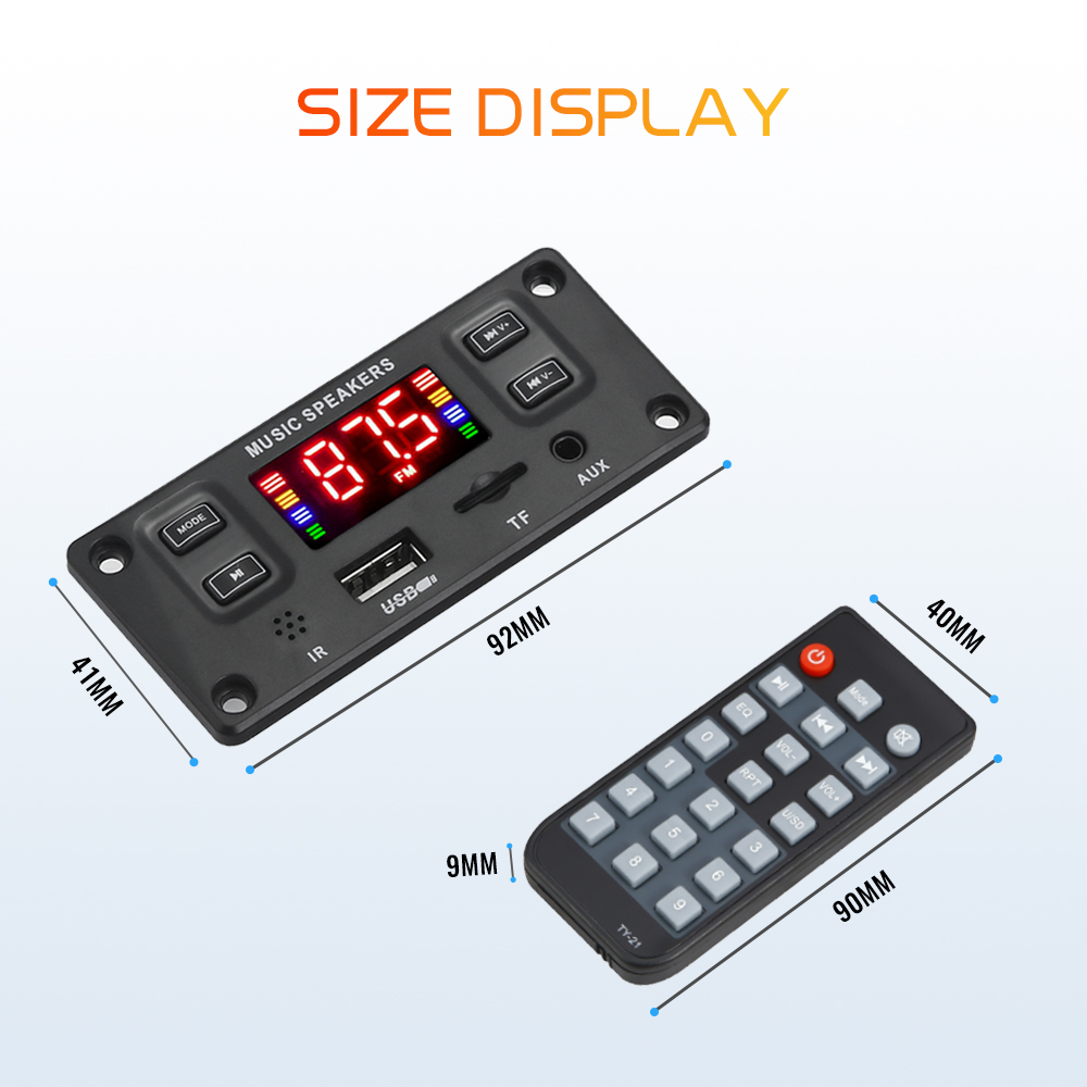2*60W 120W Amplifier Bluetooth 5.0 MP3 Decoder Board DC 12V 24V Music Player USB LINE IN FM Radio Recording Handsfree Call