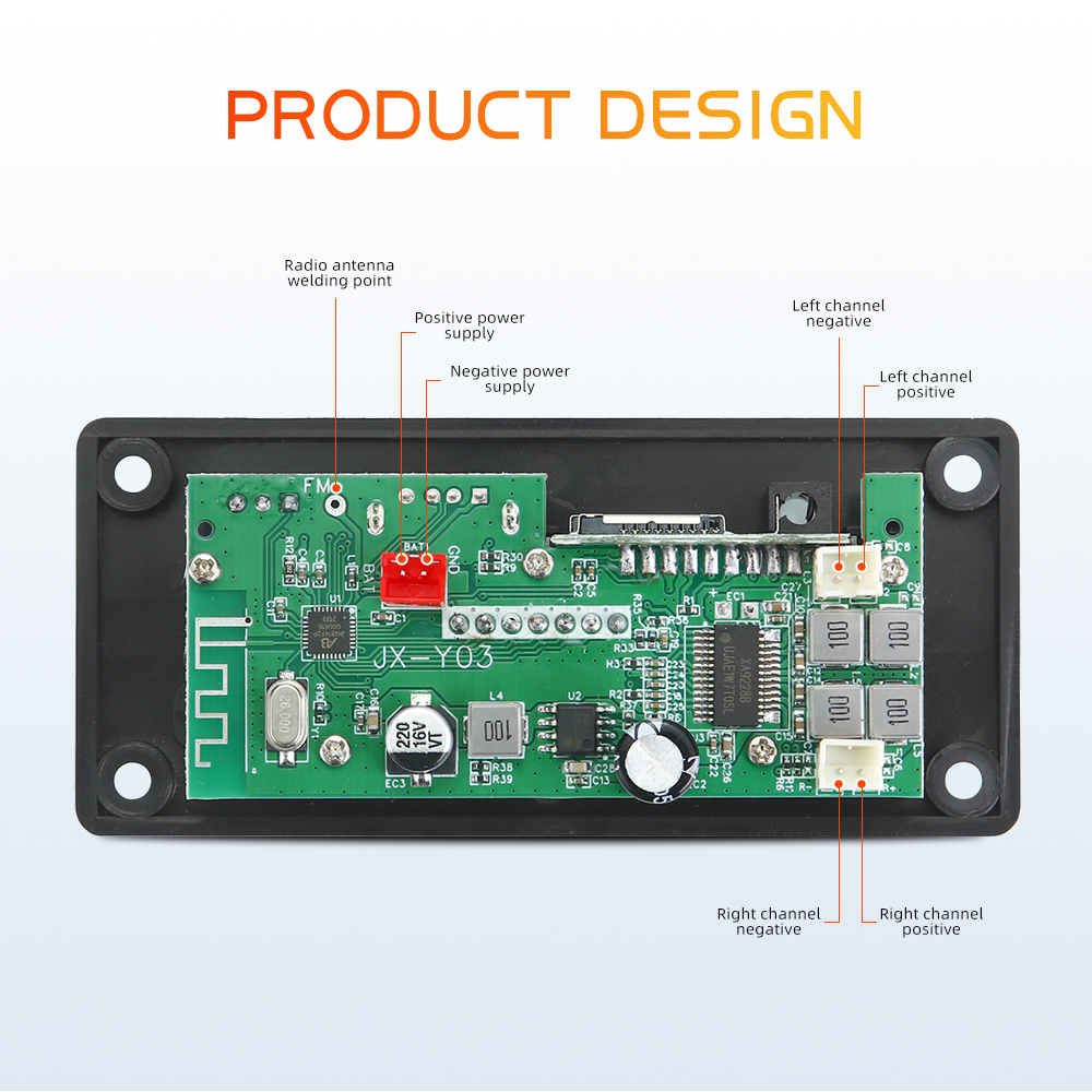 2*60W 120W Amplifier Bluetooth 5.0 MP3 Decoder Board DC 12V 24V Music Player USB LINE IN FM Radio Recording Handsfree Call