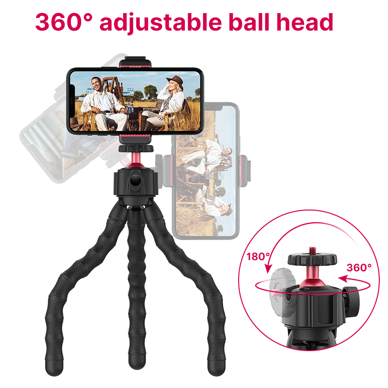 MT-52 Flexible Octopus Tripod Monopod With Double Arm Bracket Extend 1/4 Screw Cold Shoe Smartphone Camera Tripod