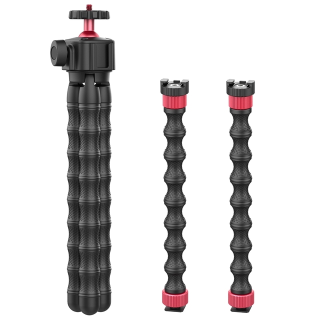 MT-52 Flexible Octopus Tripod Monopod With Double Arm Bracket Extend 1/4 Screw Cold Shoe Smartphone Camera Tripod