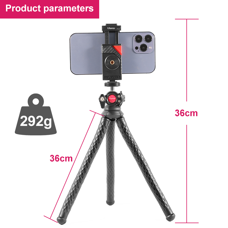 FT-01 Flexible Mini Octopus Tripod for Phone DSLR Vlog Travel Photography With Cold Shoe Phone Holder Mount Mic Light