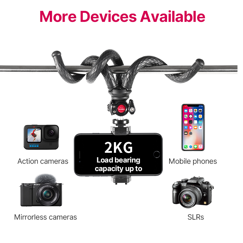 FT-01 Flexible Mini Octopus Tripod for Phone DSLR Vlog Travel Photography With Cold Shoe Phone Holder Mount Mic Light