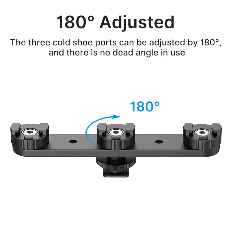 PT-23 Triple Cold Shoe Bracket Mount Holder DSLR SLR Camera Monitor Mount Smartphone Vlog Bracket