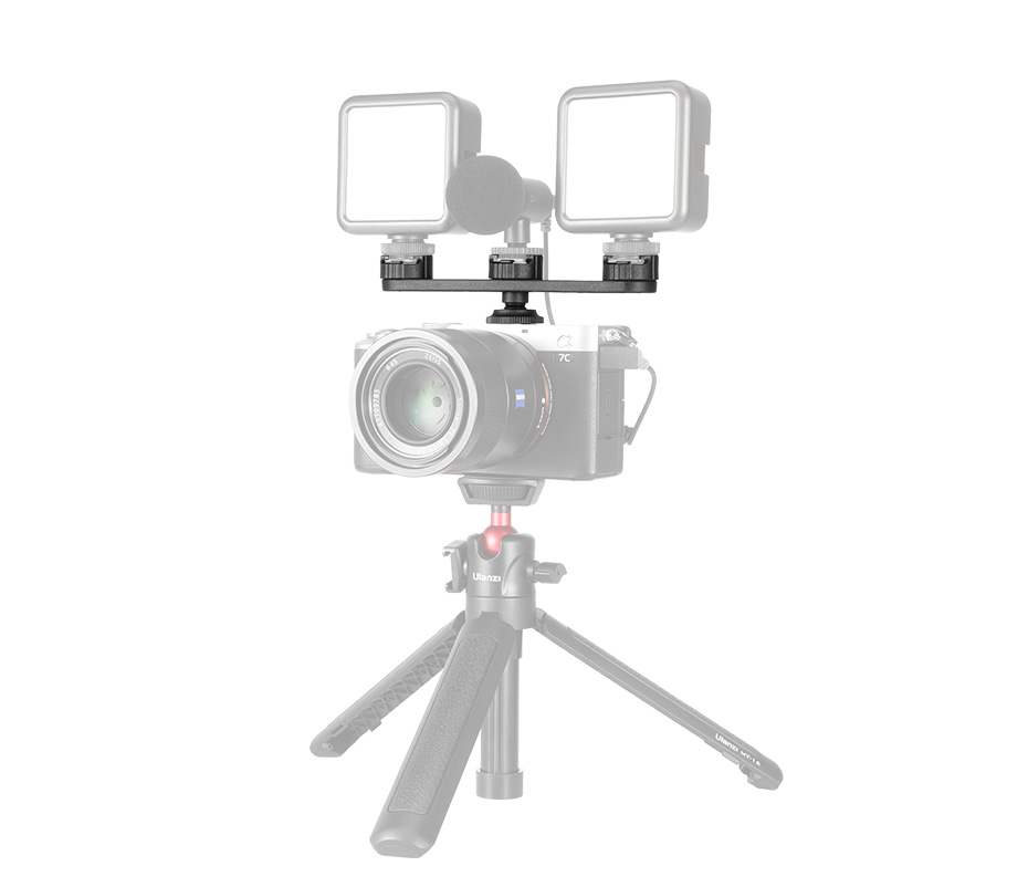 PT-23 Triple Cold Shoe Bracket Mount Holder DSLR SLR Camera Monitor Mount Smartphone Vlog Bracket