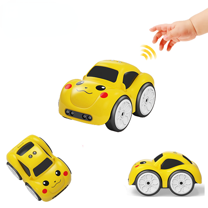1PC RC Intelligent Sensor Remote Control Cartoon Mini Car Radio Controlled Electric Cars Mode Smart Music Light Toys for Children