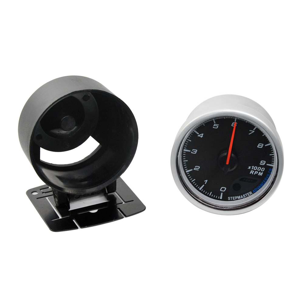 Dragon 60MM Stepper Motor White And Red Light Auto Gasoline Car Tachometer Gauge 4-6-8 Cylinder 9000 Rpm Meter