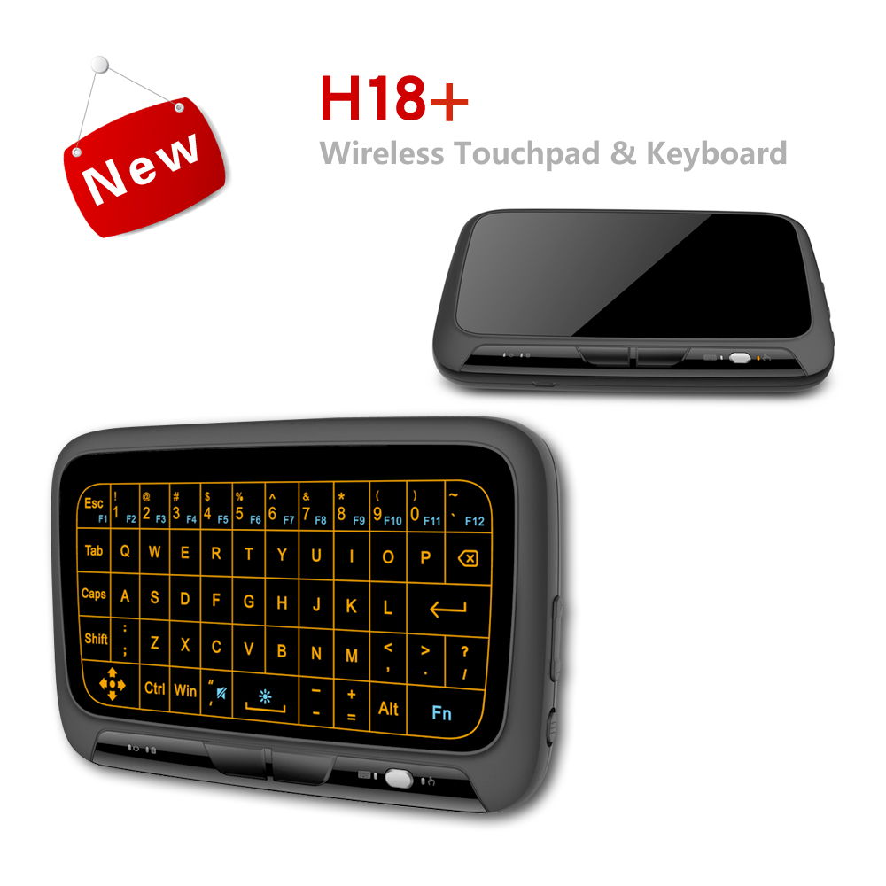 H18+ Wireless Air Mouse Mini Keyboard Full Screen Touch 2.4GHz QWERTY Touchpad with Backlight Function For Smart TV PS3