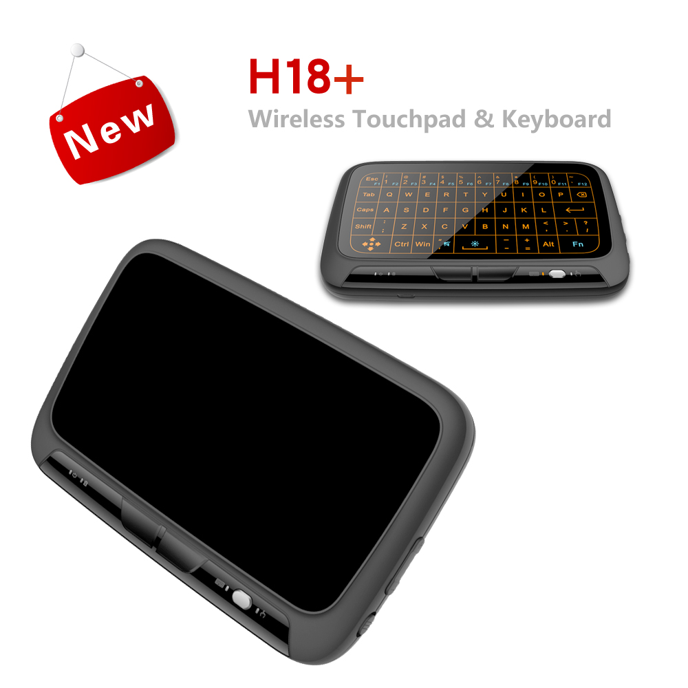 H18+ Wireless Air Mouse Mini Keyboard Full Screen Touch 2.4GHz QWERTY Touchpad with Backlight Function For Smart TV PS3