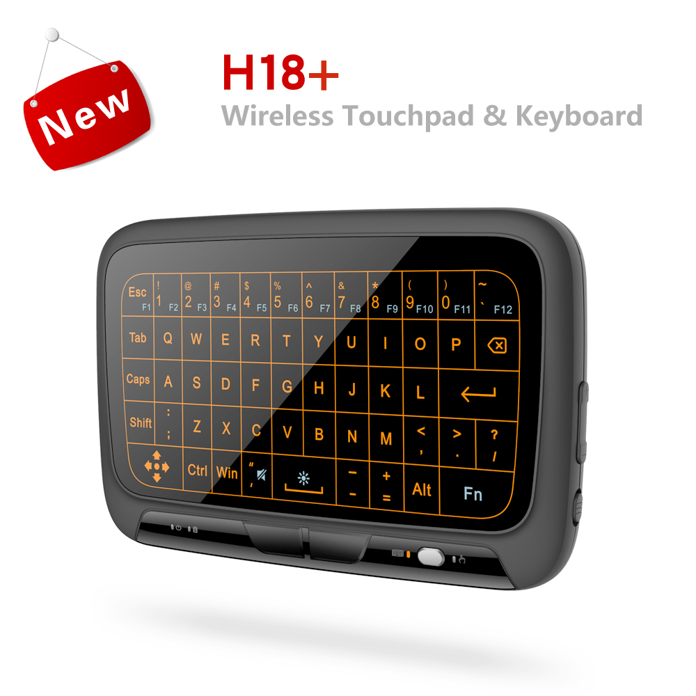H18+ Wireless Air Mouse Mini Keyboard Full Screen Touch 2.4GHz QWERTY Touchpad with Backlight Function For Smart TV PS3
