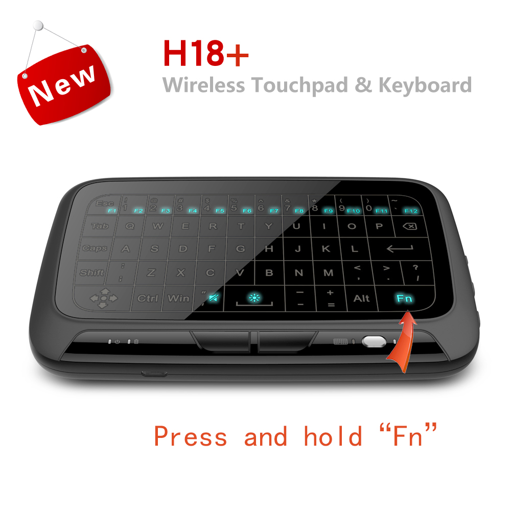 H18+ Wireless Air Mouse Mini Keyboard Full Screen Touch 2.4GHz QWERTY Touchpad with Backlight Function For Smart TV PS3