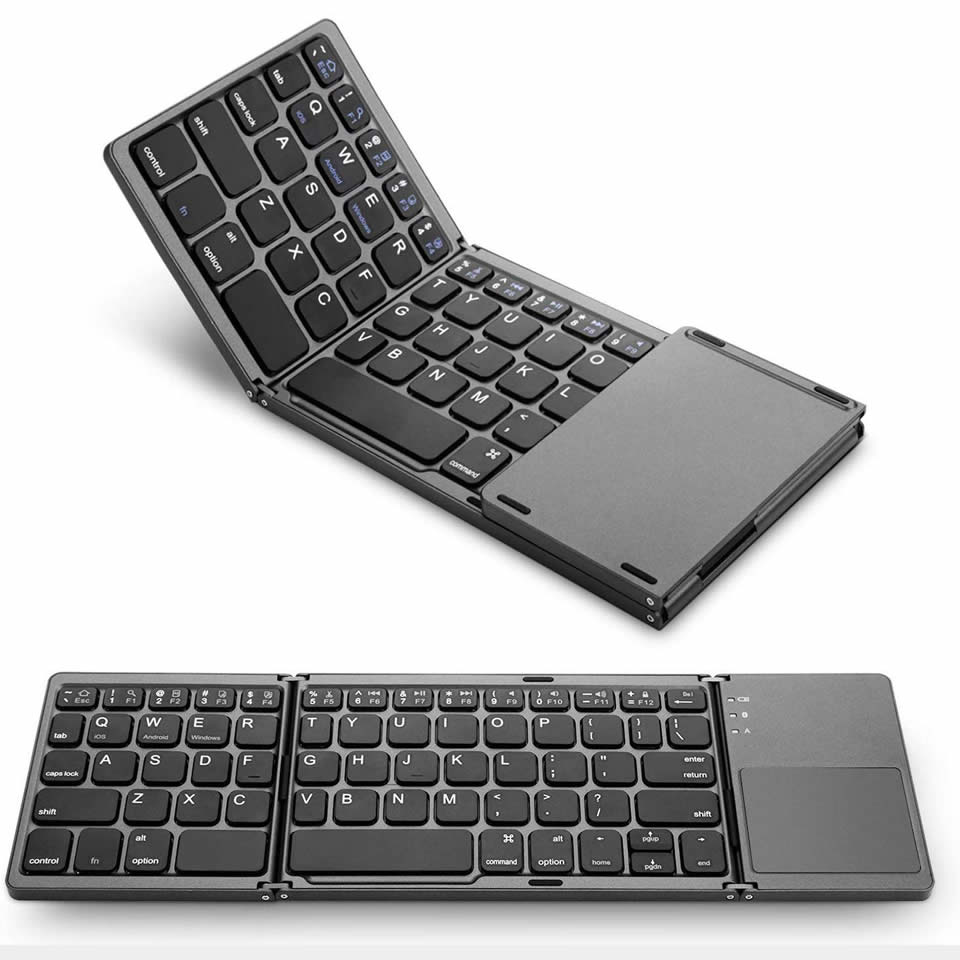 New Portable Mini Three Folding Bluetooth Keyboard Wireless Foldable Touchpad Keypad for IOS Android Windows ipad Tablet