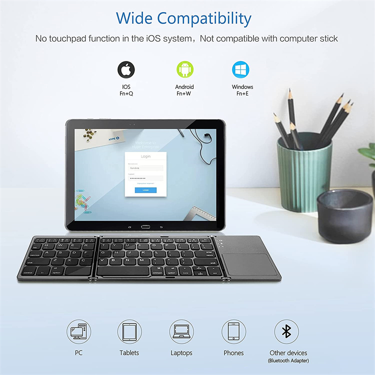 Wireless Folding  Bluetooth Keyboard With Touchpad For Windows Android IOS Phone Multi-Function Button Mini