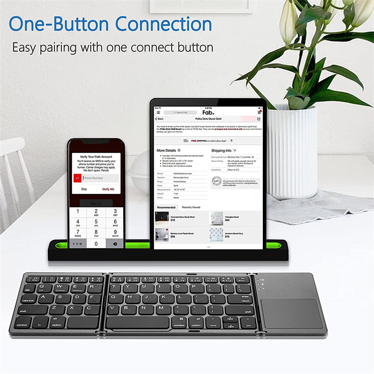 Wireless Folding  Bluetooth Keyboard With Touchpad For Windows Android IOS Phone Multi-Function Button Mini