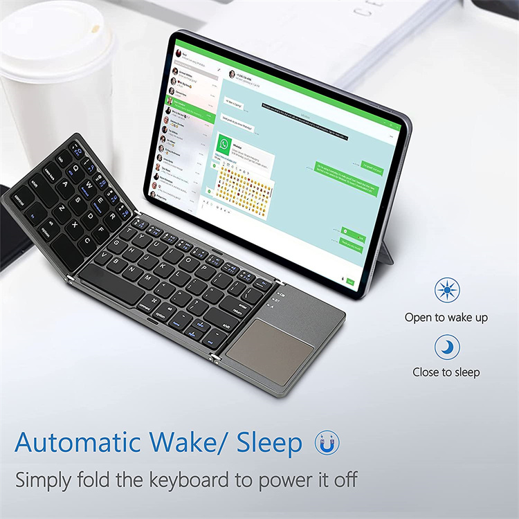 Wireless Folding  Bluetooth Keyboard With Touchpad For Windows Android IOS Phone Multi-Function Button Mini