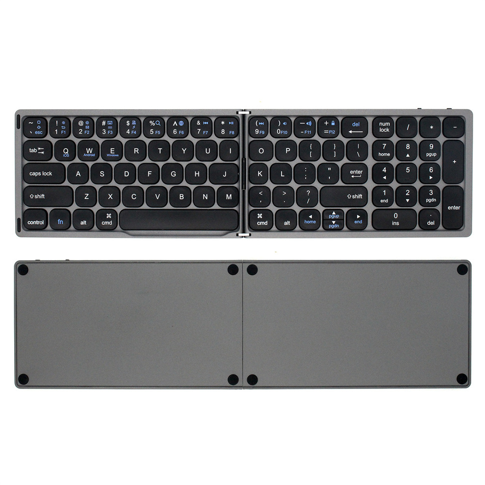 Rechargeable Bluetooth Foldable Keyboard with Numeric Phone Tablet Folding Wireless Keyboard for IOS/Android/Windows