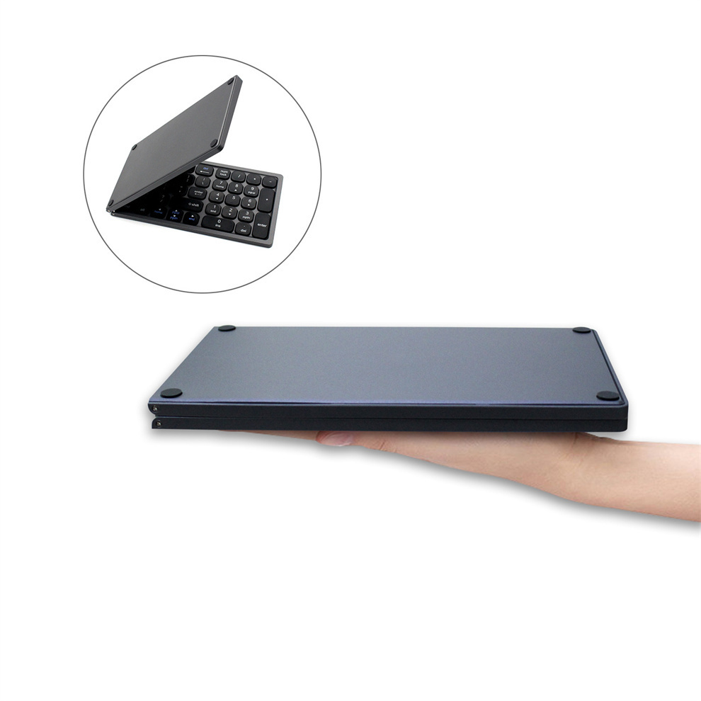 Rechargeable Bluetooth Foldable Keyboard with Numeric Phone Tablet Folding Wireless Keyboard for IOS/Android/Windows