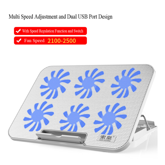 Cooling Base Laptop Cooling Pad Gaming Laptop Stand Cooler Six Fans Two USB Port 2400RPM Adjustable Notebook Stand For Laptop