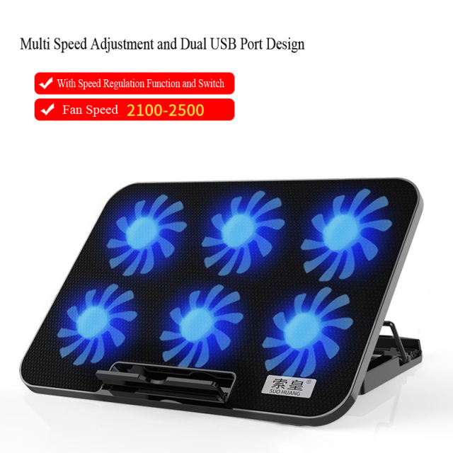 Cooling Base Laptop Cooling Pad Gaming Laptop Stand Cooler Six Fans Two USB Port 2400RPM Adjustable Notebook Stand For Laptop
