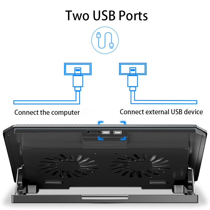 USB Laptop Cooling Pads Large Size For 12-16 Inch Notebook Silent Gaming Laptop Cooler Wind Speed Adjustable Laptop Stand