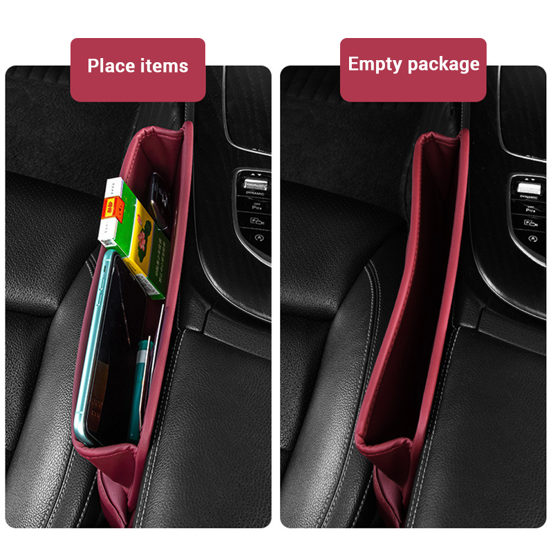 Luxury Car Seat Gap Storage Box Universal PU Leather Seat Gap Filler Car Organizer Bag for Small Stuffs Auto Stowing Tidying