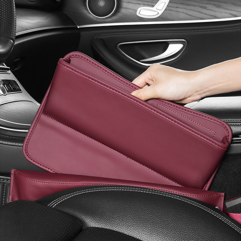 Luxury Car Seat Gap Storage Box Universal PU Leather Seat Gap Filler Car Organizer Bag for Small Stuffs Auto Stowing Tidying