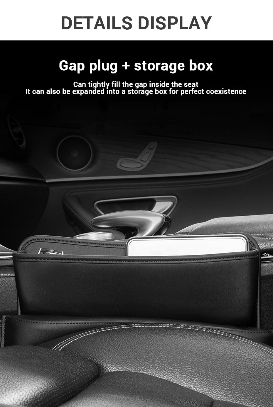 Luxury Car Seat Gap Storage Box Universal PU Leather Seat Gap Filler Car Organizer Bag for Small Stuffs Auto Stowing Tidying