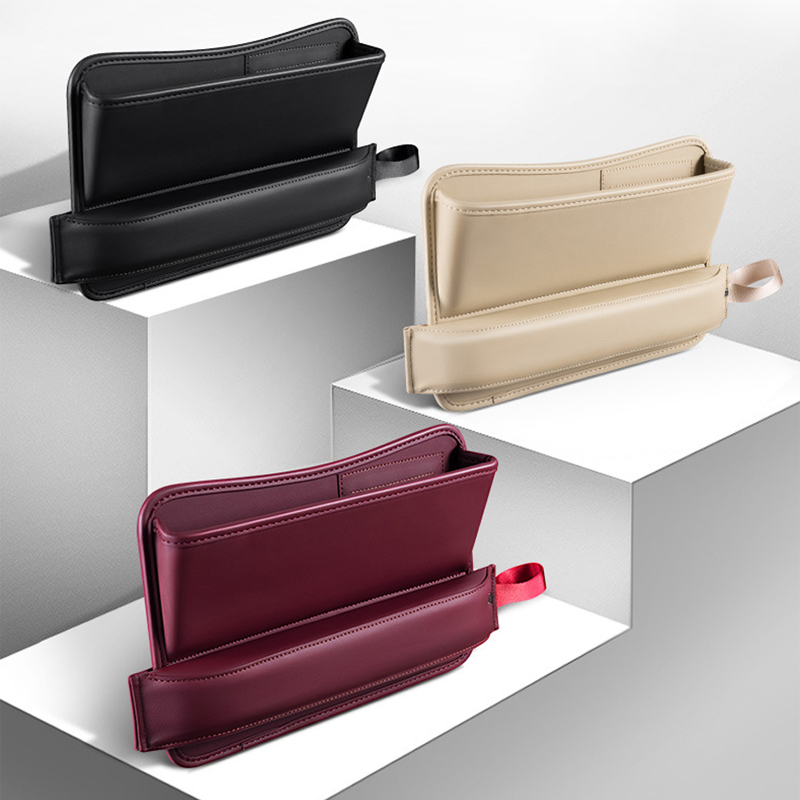 Luxury Car Seat Gap Storage Box Universal PU Leather Seat Gap Filler Car Organizer Bag for Small Stuffs Auto Stowing Tidying