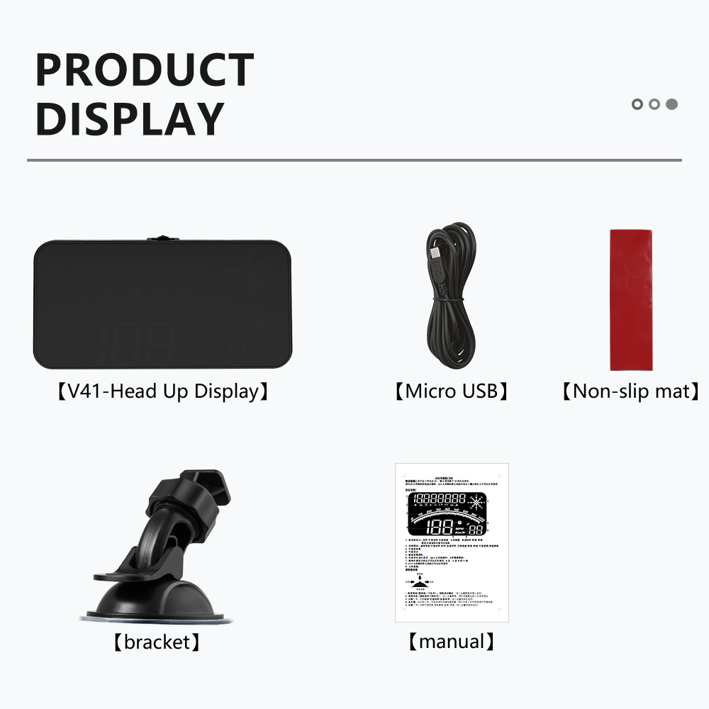 V41 GPS HUD Head Up Display Car Speed Windshield Projector Auto Electronics Shift Reminder Water Temp KM/H MPH