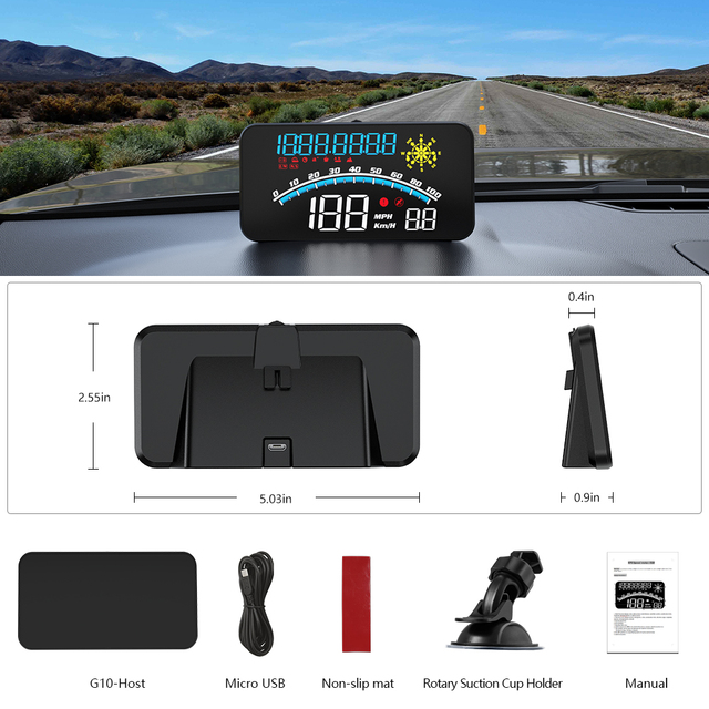 V41 GPS HUD Head Up Display Car Speed Windshield Projector Auto Electronics Shift Reminder Water Temp KM/H MPH