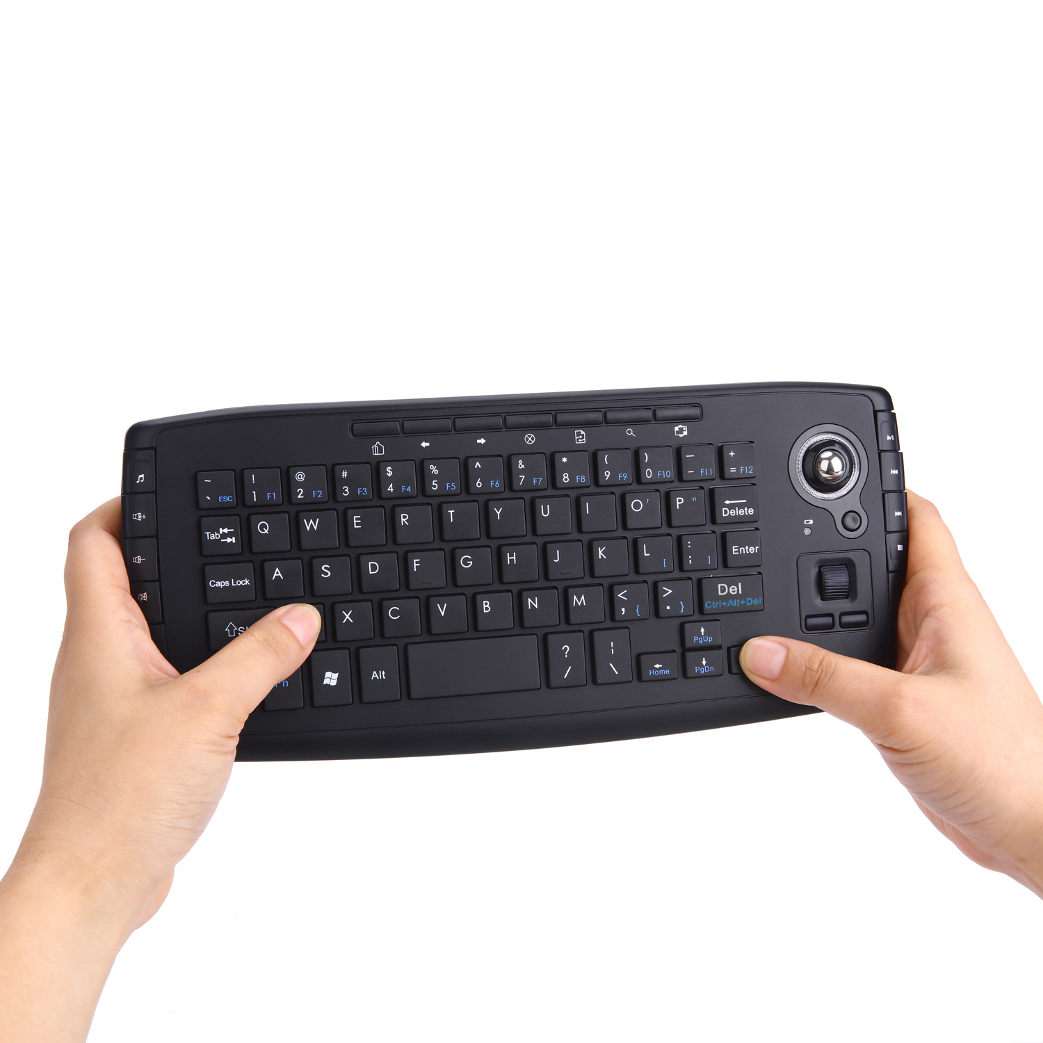 Mini Hand Held WIRELESS KEYBOARD Portable Multi-function Gaming Keyboard Trackball Air Mouse For PC Laptop