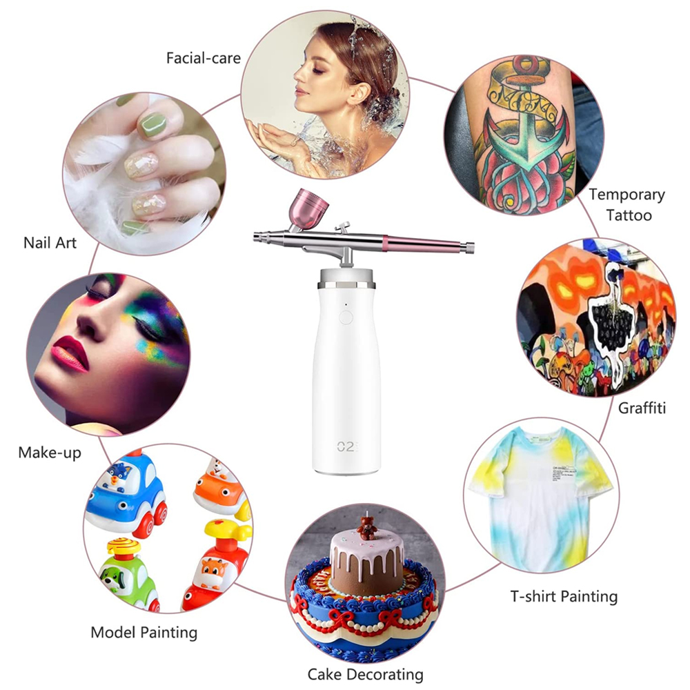 High Pressure Oxygen Facial Spray Machine Face Oxygen Spray Gun Makeup Airbrush Set Multi-Function Makeup Paint Art Spray Tools