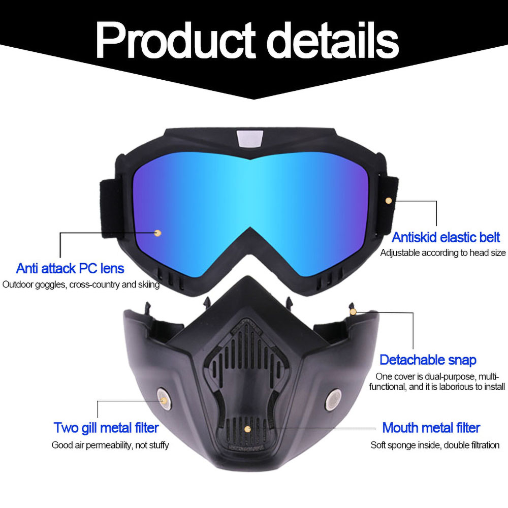 Motorcycle Shark Helmet Goggles Motocross Helmet Glasses Retro Windproof Open face Helmets Goggles Mask
