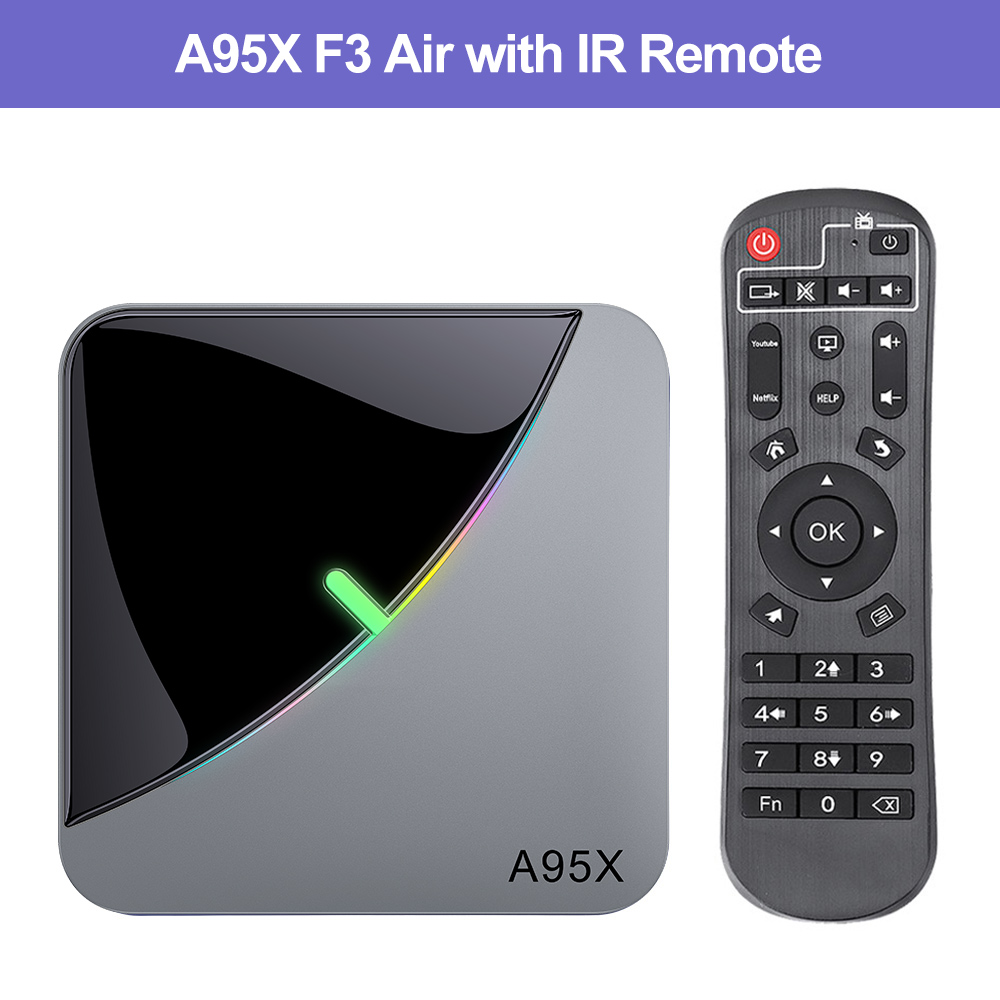 F3 Air RGB Light TV Box Android 9.0 Amlogic S905X3 Smart TV BOX 4GB TVBox Dual Wifi 4K 60fps Media Player