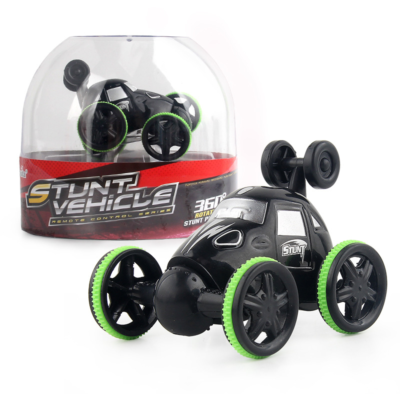 1PC Kids Mini Wireless Remote Control Charging Tumbling Stunt Car With Light  Rotating Dump Truck Childrens Toy Gift