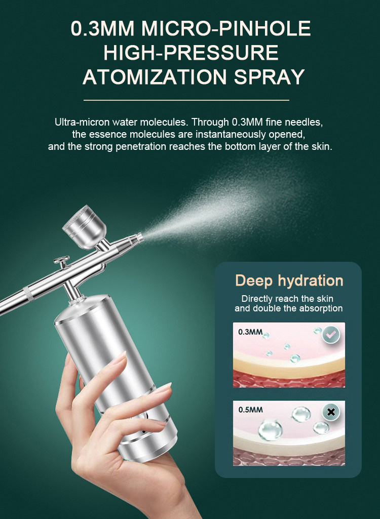 Compressor Injector Facial Portable Airbrush Face Water Oxygen Sprayer Makeup Paint Skin Rejuvenation Wireless Oxygen Infusion