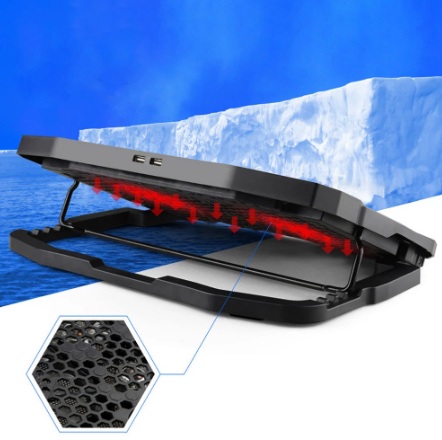Desk Adjustable Laptop Stand Cooler Fan Laptop Cooling Pad with 4 Fans 2-USB Notebook Stand Holder for 14/15.6 inch Notebook
