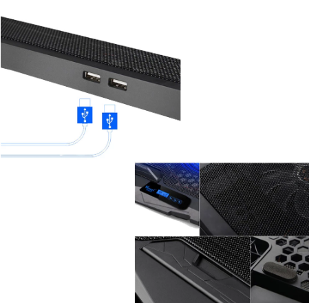 Desk Adjustable Laptop Stand Cooler Fan Laptop Cooling Pad with 4 Fans 2-USB Notebook Stand Holder for 14/15.6 inch Notebook