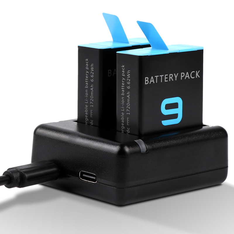 for GoPro Hero 9 Battery Charger Dual Port Double Channel Charging Cable for Go Pro 9 Black Gopro9 Hero9 Accessories