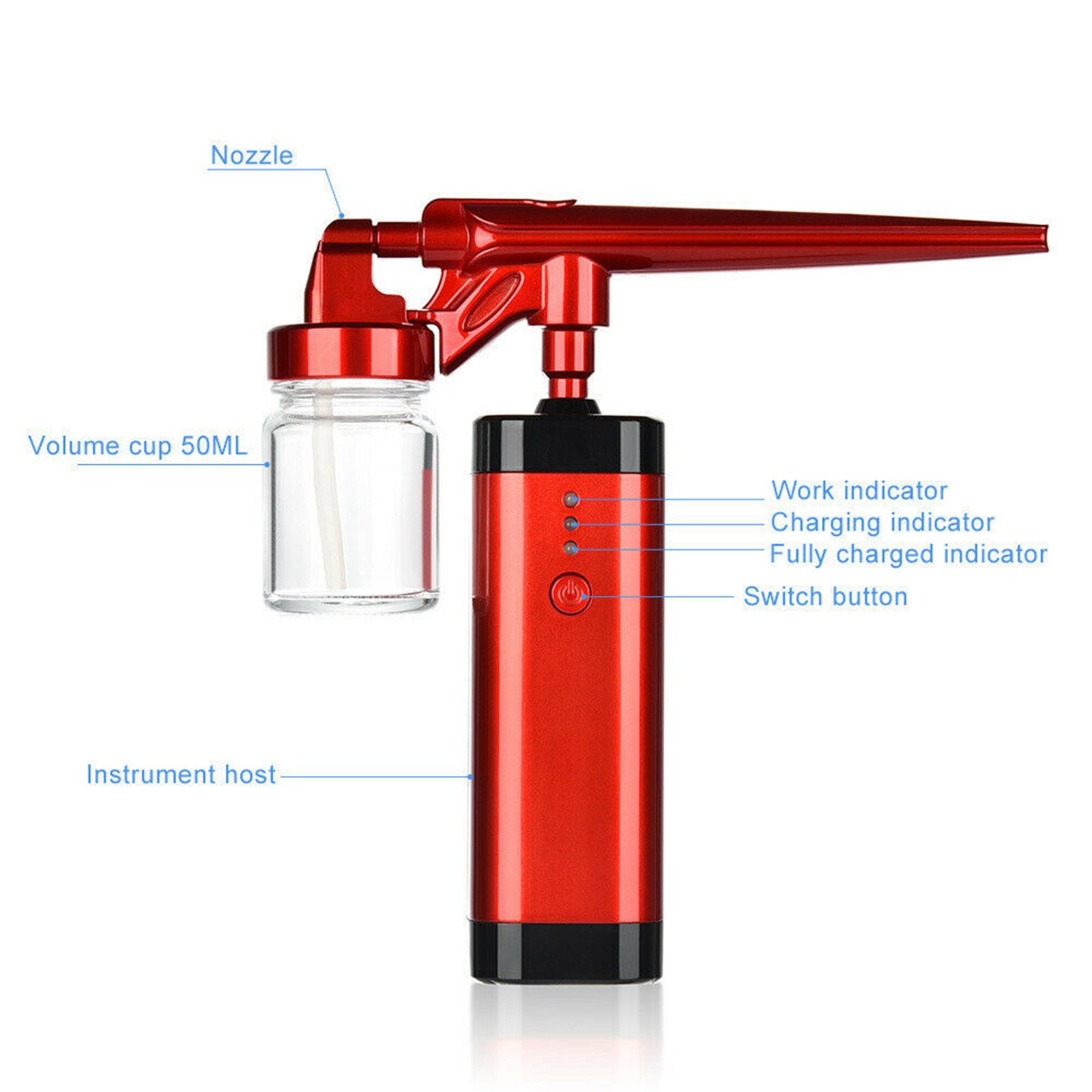USB Air Compressor Kit Air-Brush Paint Spray Gun Airbrush 50ml Rechargeable Water Filling Nano Fog Mist Sprayer Beauty Tool