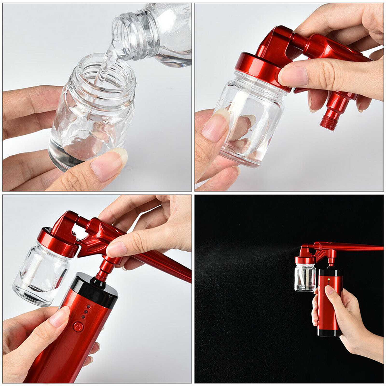 USB Air Compressor Kit Air-Brush Paint Spray Gun Airbrush 50ml Rechargeable Water Filling Nano Fog Mist Sprayer Beauty Tool