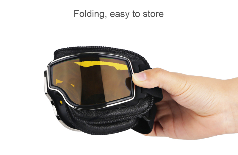 Foldable Retro Motorcycle Goggles Vintage Moto Biker Cycling Goggles Scooter Glasses
