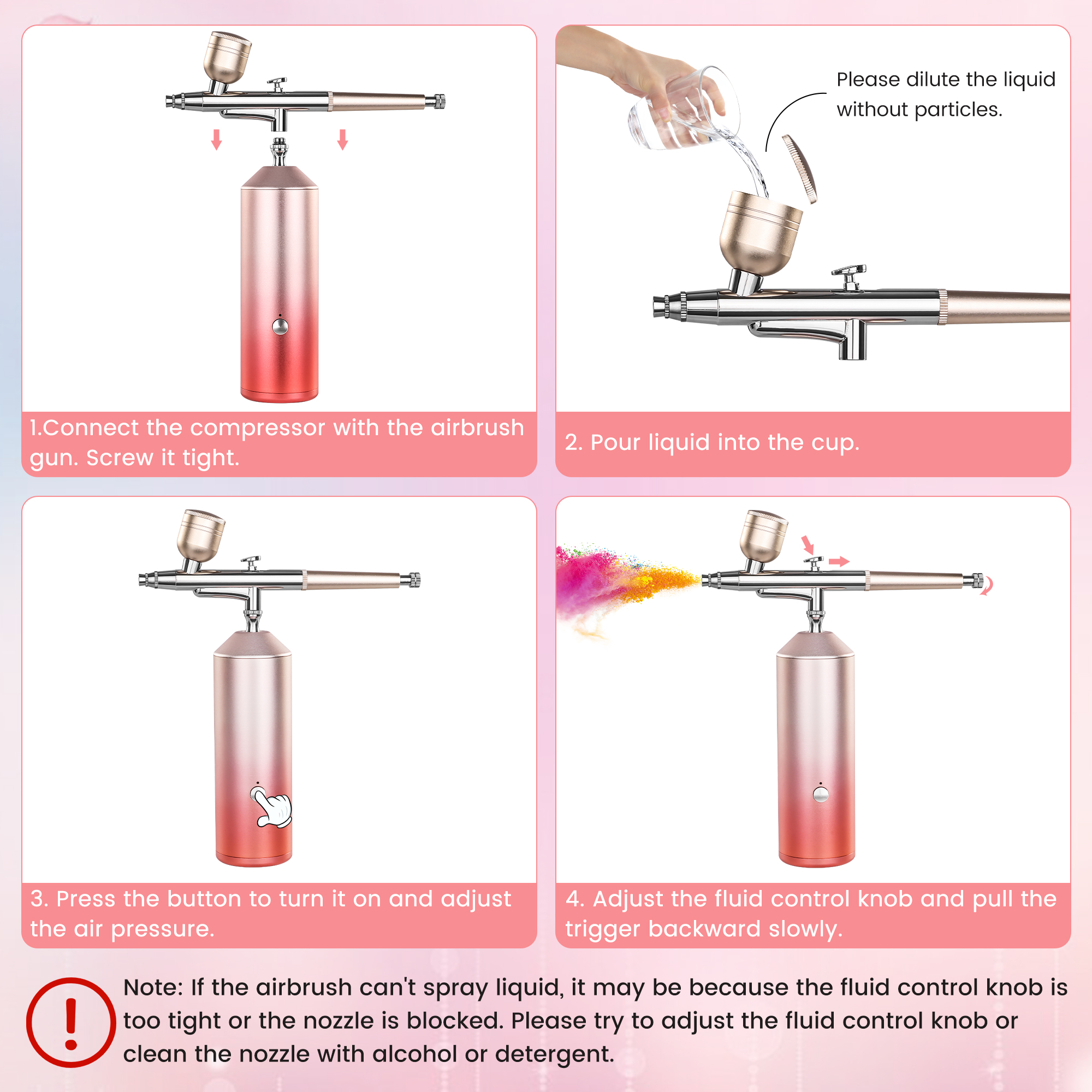 0.3mm  Airbrush kit Facial Mini Air Compressor Kit Oxygen Injector Face Nano Mist Sprayer For Nail Art Tattoo Craft Cake Paint