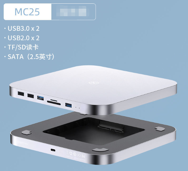 USB C Hub for Mac mini M1 with HDD Enclosure 2.5 SATA NVME M.2 SSD HDD Case to USB C 3.1 Gen 2 DP SD/TF docking station