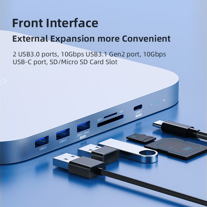 USB C Hub for Mac mini M1 with HDD Enclosure 2.5 SATA NVME M.2 SSD HDD Case to USB C 3.1 Gen 2 DP SD/TF docking station