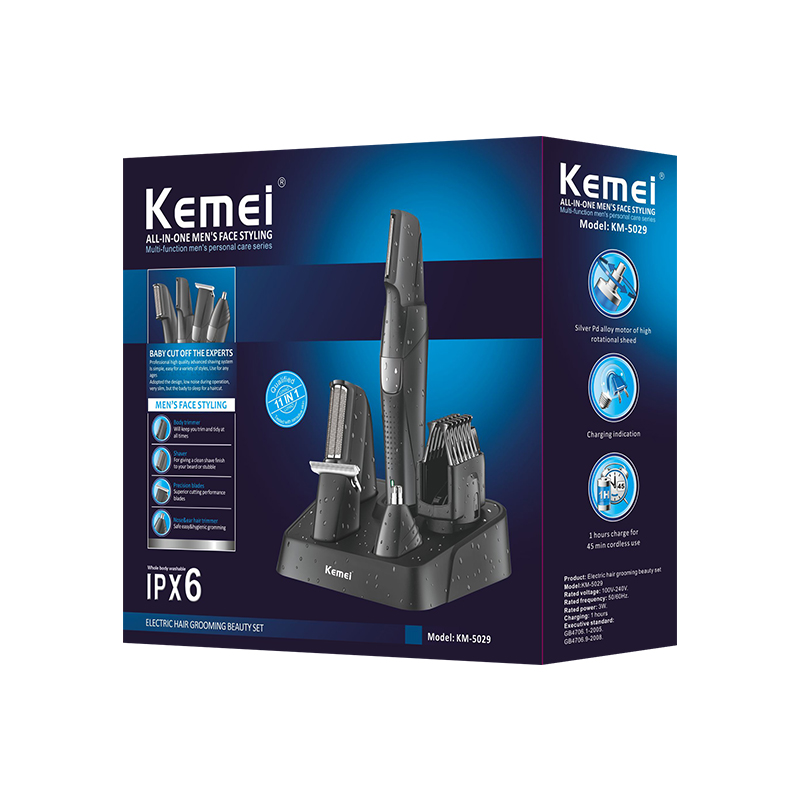 Original kemei hair beard trimmer for facial&body electric shaver men's grooming kit for nose ear eyebrow with adjustable comb