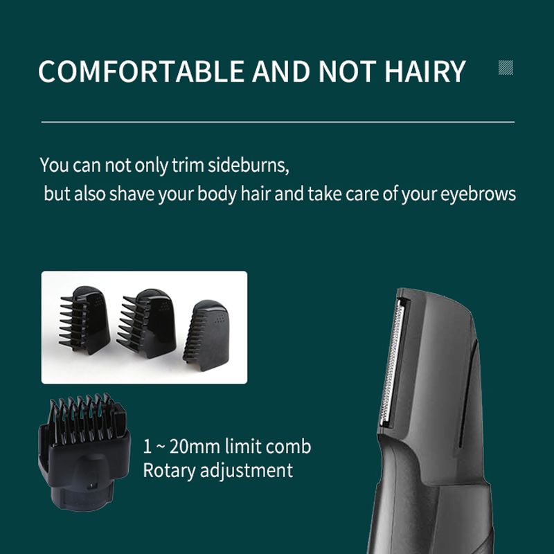 Original kemei hair beard trimmer for facial&body electric shaver men's grooming kit for nose ear eyebrow with adjustable comb