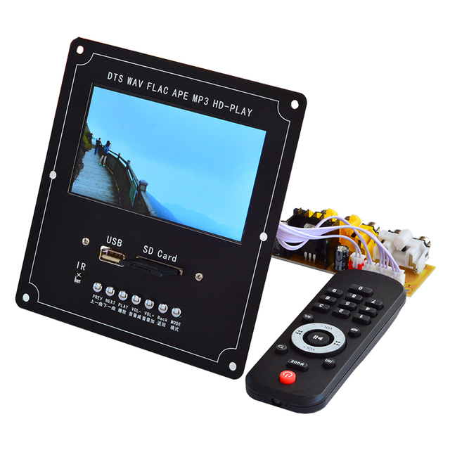4.3Inch LCD Audio Video Decoder Board DTS Lossless Bluetooth Receiver MP4/MP5 Video APE/WMA/MP3 Decoding Support FM USB