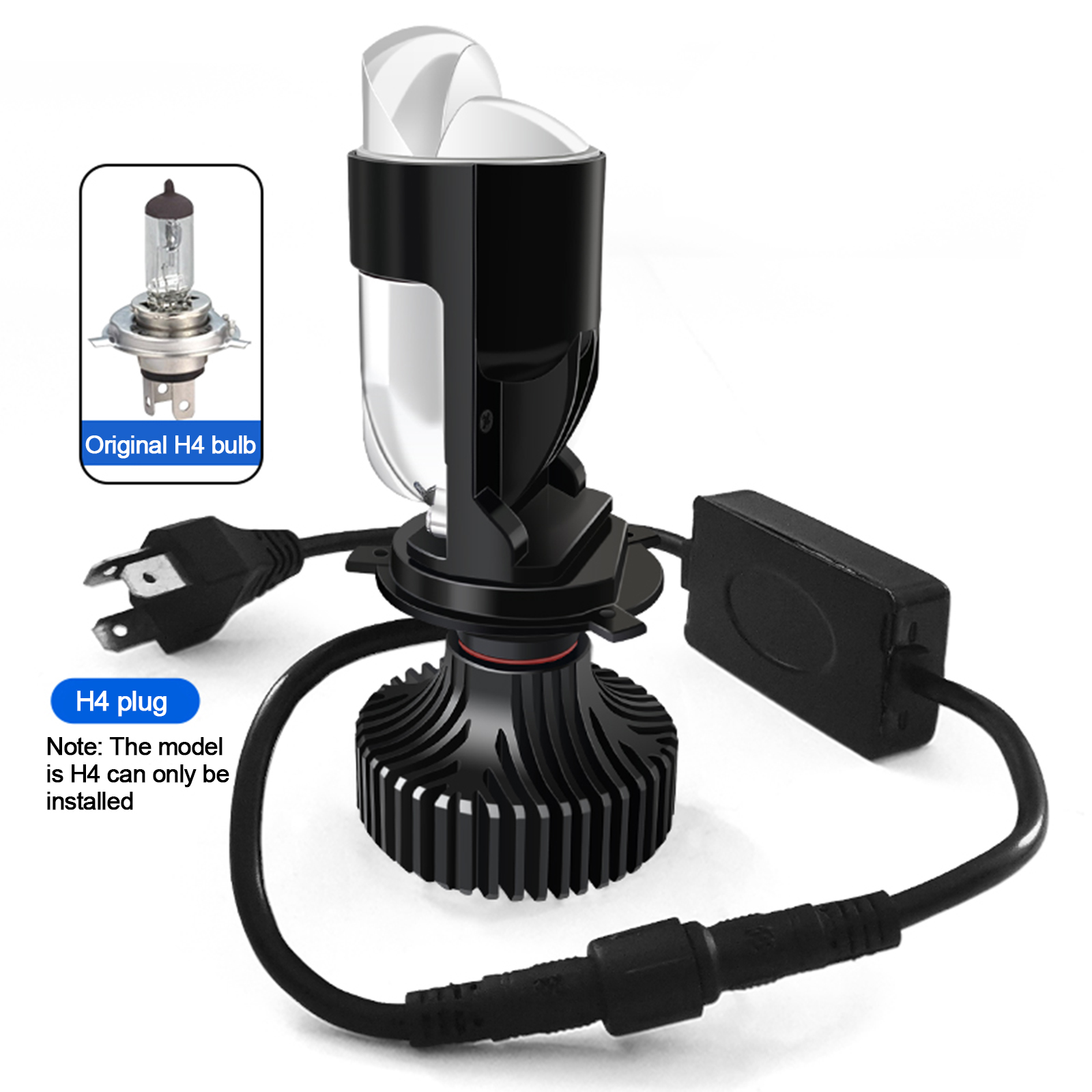 2pcs H4 LED Dual Lens Canbus Headlight Bulbs Mini Projector Len for Car  Fan Auto Hi/Lo Headlamp Spotlight