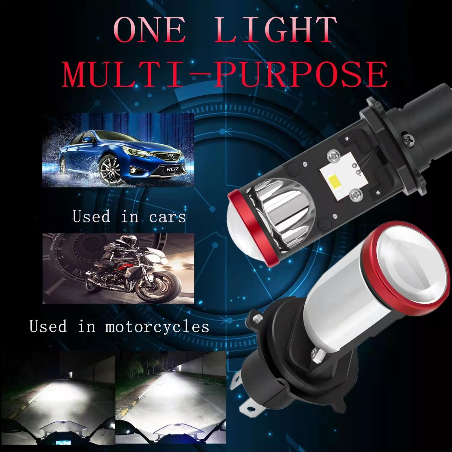 2pcs 60W Lamp H4 LED Mini Car Headlight LED Projector Lens H4 Hi/Low Beam Lamp for Cars Motorcycles Automotivo Fog Lights Plug& Play