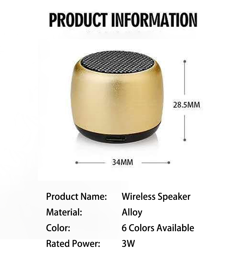1PC Bluetooth Speaker Mini Sound box Wireless Speakers Portable Small Soundbar Alloy Music Box Caixa De Som Altavoz Bluetooth
